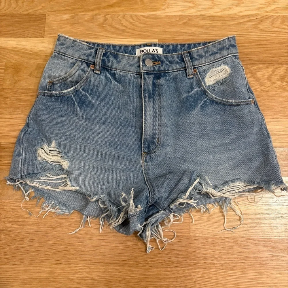 Rolla’s Dusters Short High Rise Slim Sylvie Blue Size 28 - Picture 2 of 5